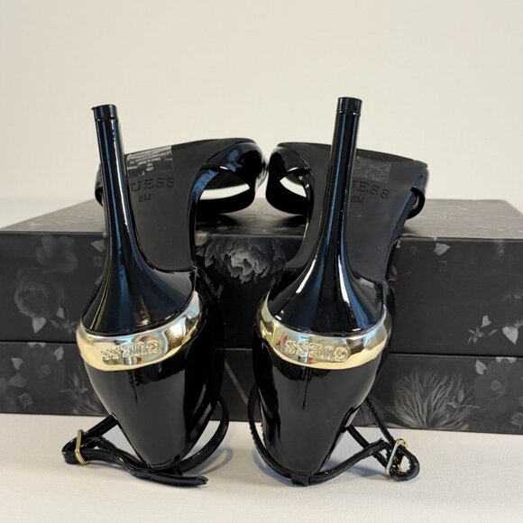 GUESS Divine Black Patent Leather Women's Open-Toe Heels - Picture 12 of 14